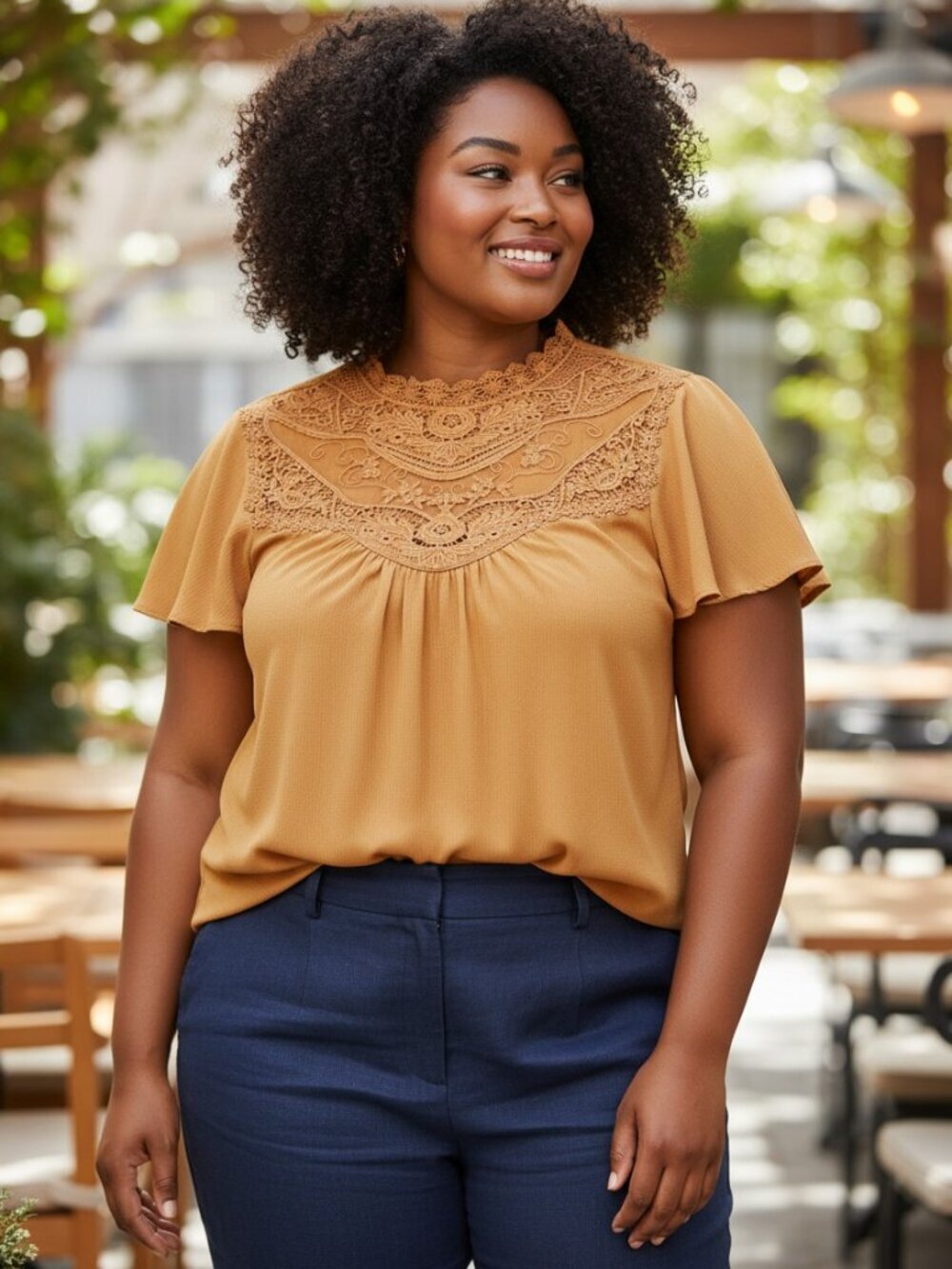 TORRID CRINKLE GAUZE crochet FLUTTER SLEEVE TOP